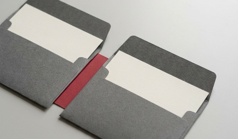Conceptual AI illustration: Two blank recovery cards in separate sleeves with a red divider.