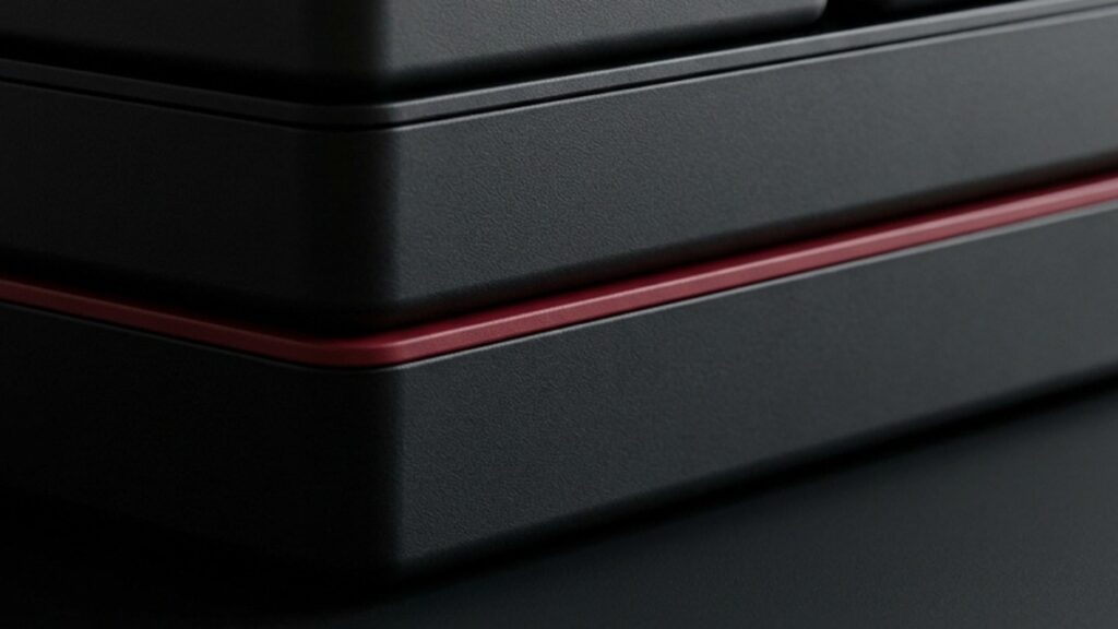 Conceptual AI illustration: Separate black layers with a thin red separator.