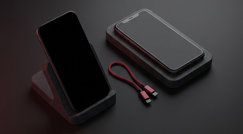 Conceptual AI illustration: Two separate phones illustrating device enrollment.